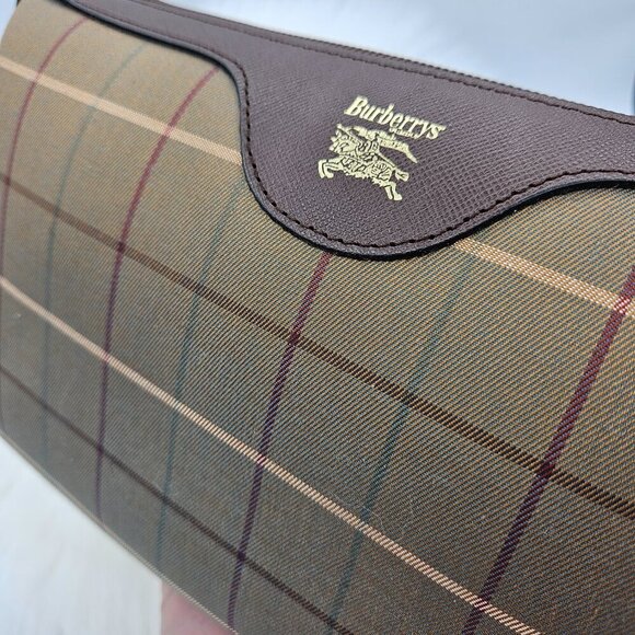 Burberrys Nova Check Brown Canvas & Leather Clutch Bag - Picture 3 of 16